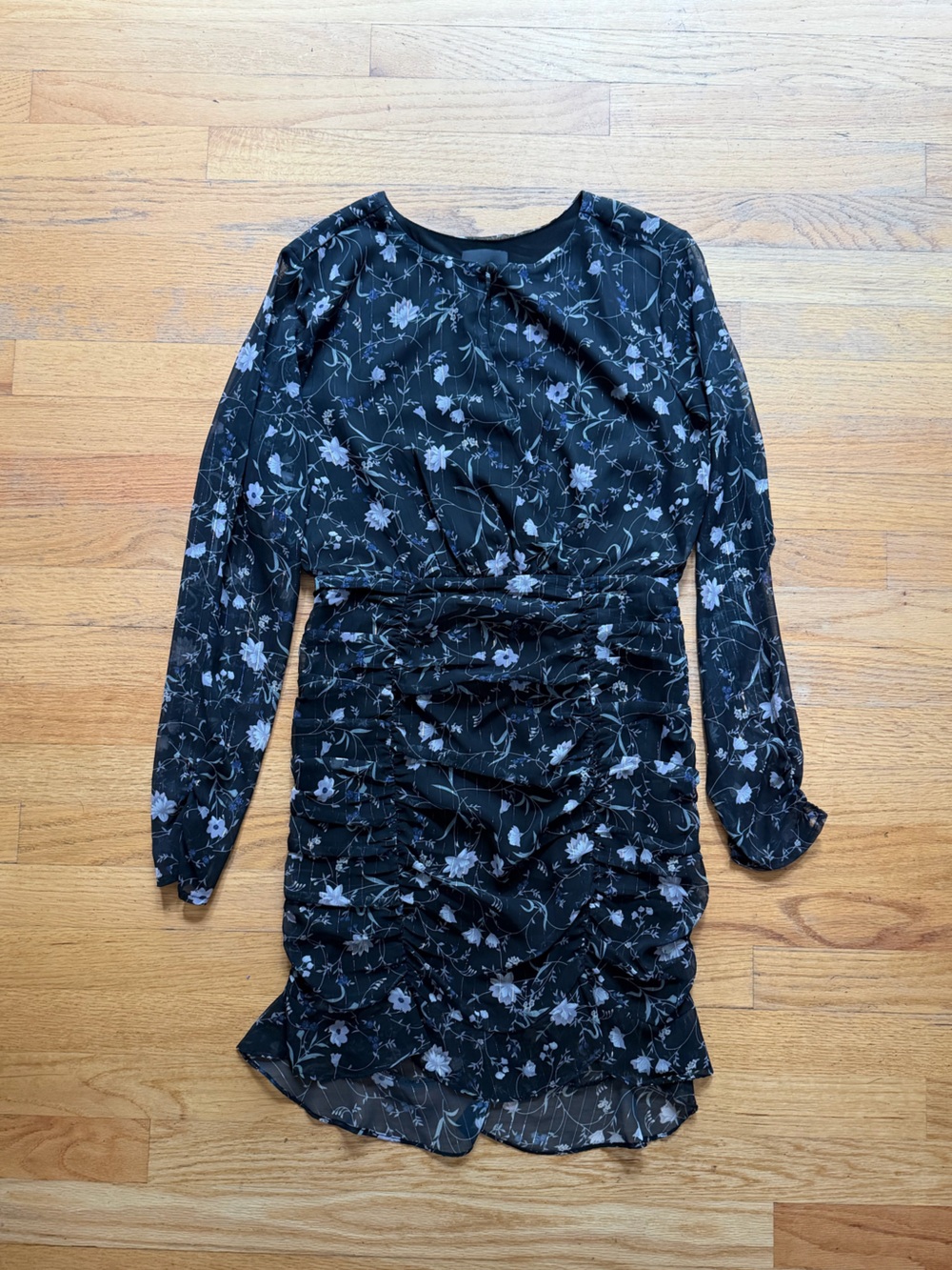 Greylin Black Floral Long Sleeve Dress